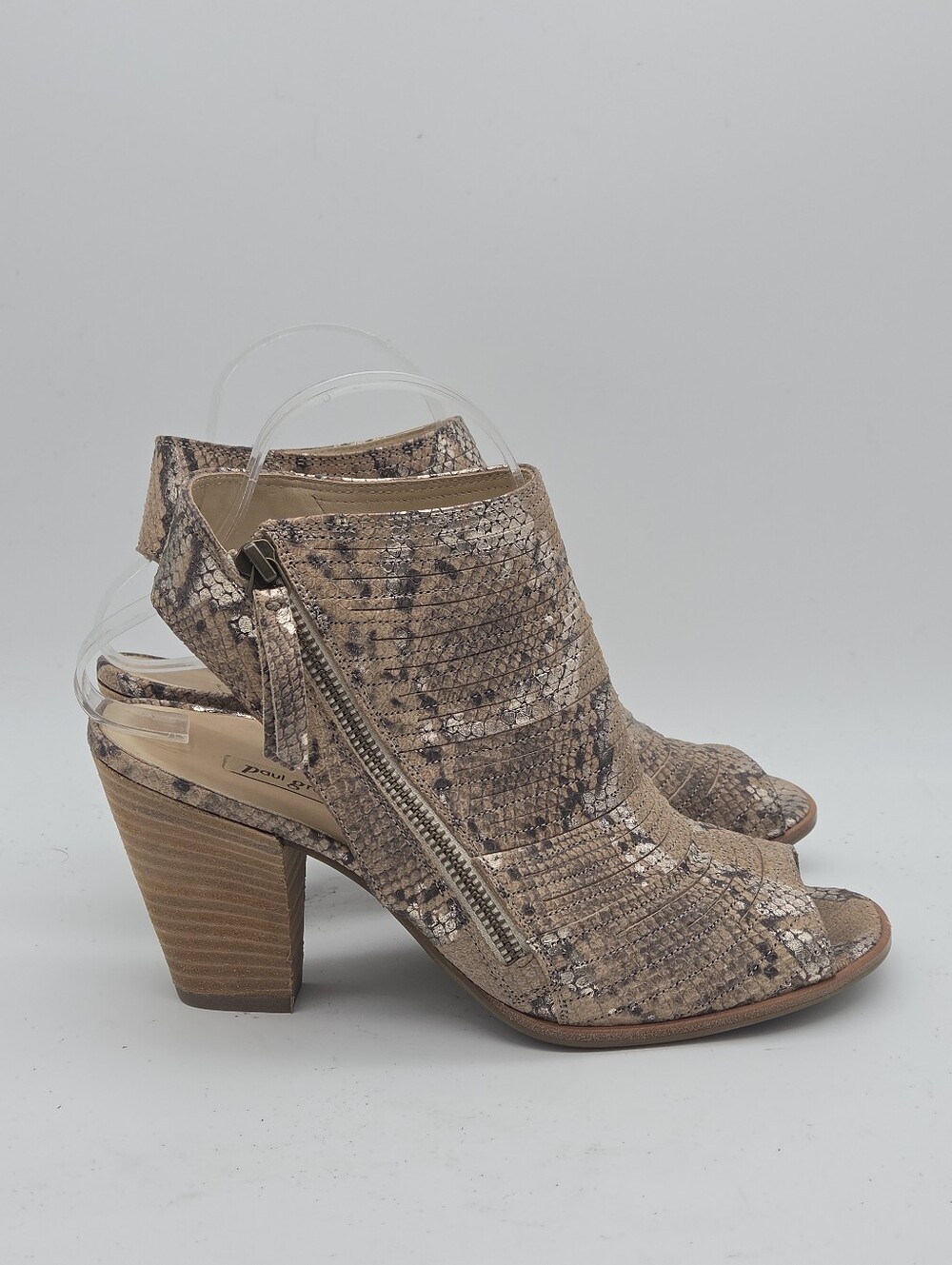 Paul Green Snakeskin Print Cayanne Peep Toe Heeled Ankle Booties Women's Size 6